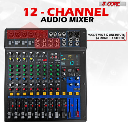 5Core 12-Channel DJ Mixer Console