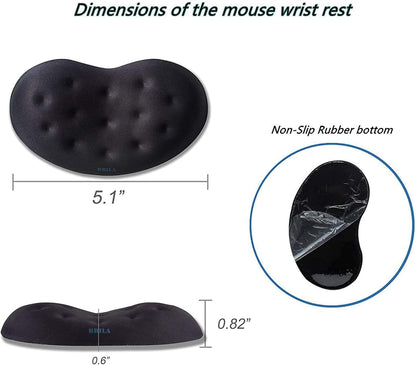 Memory Foam Mouse & Keyboard Wrist Rest Support Pad (Black)