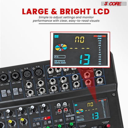 5Core 12-Channel DJ Mixer Console