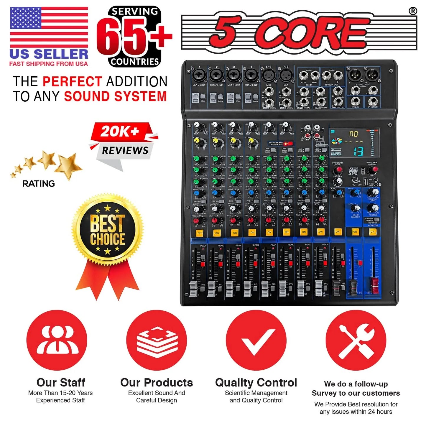 5Core 12-Channel DJ Mixer Console