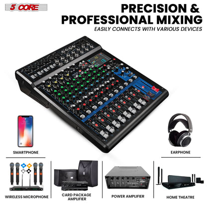 5Core 12-Channel DJ Mixer Console